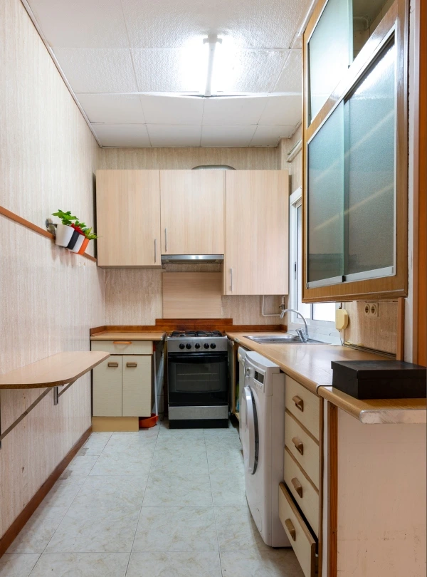 Old narrow kitchen interior