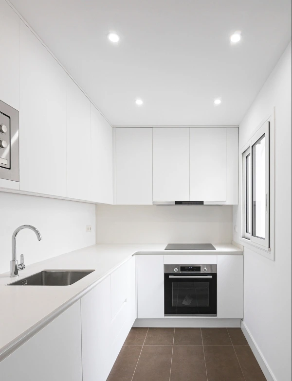Modern renovated white kitchen